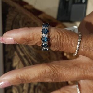 Genuine Created Sapphire Diamond Ring CZ Sterling Silver September Birthstone 7